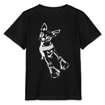Boxer Chihuahua chien à la recherche d’un sparring partner - T-shirt bio MINI CREATOR Stanley/Stella Enfant - noir - Devant - Mikhail (115cm)