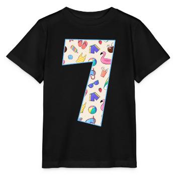 HOLIDAY NUMBER 7 YEARS SUMMER 7TH BIRTHDAY - Stanley/Stella MINI CREATOR Kids’ T-Shirt - black - Front - Mikhail (115cm)