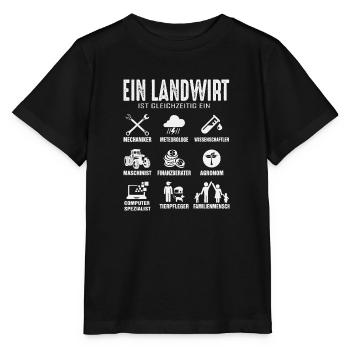 Ein Landwirt ist auch gleichzeitig ein... - Stanley/Stella Kinder T-Shirt MINI CREATOR  - Schwarz - Vorne - Mikhail (115cm)