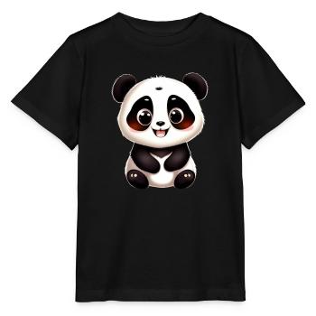 Baby Panda Motiv - Stanley/Stella Kinder T-Shirt MINI CREATOR  - Schwarz - Vorne - Mikhail (115cm)