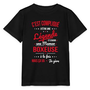 Compliqué être légende et avoir une maman boxeuse - T-shirt bio MINI CREATOR Stanley/Stella Enfant - noir - Devant - Mikhail (115cm)