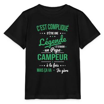 Compliqué être légende et avoir un papa campeur - T-shirt bio MINI CREATOR Stanley/Stella Enfant - noir - Devant - Mikhail (115cm)