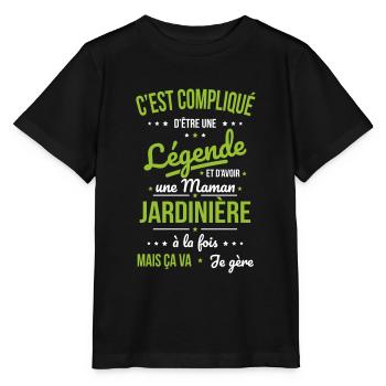 Compliqué être légende et avoir maman jardinière - T-shirt bio MINI CREATOR Stanley/Stella Enfant - noir - Devant - Mikhail (115cm)