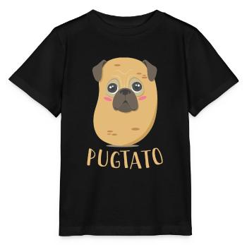 Funny Cute Dog Pug Potato T-Shirt - Stanley/Stella Kinder T-Shirt MINI CREATOR  - Schwarz - Vorne - Mikhail (115cm)