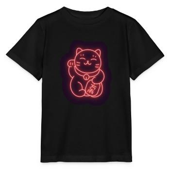 Lucky cat stickers Maneki-Neko - Stanley/Stella MINI CREATOR Kids’ T-Shirt - black - Front - Mikhail (115cm)
