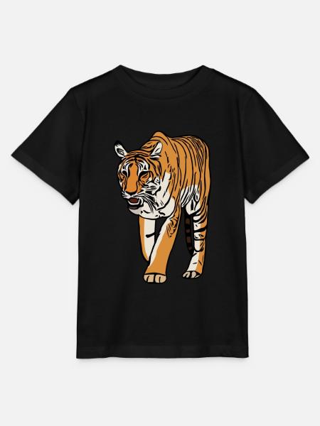 Tigermotiv Tiergesicht Kunst Aufdruck Raubtier - Stanley/Stella Kinder T-Shirt MINI CREATOR - Schwarz