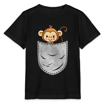 Pocket Monkey Animal In Your Pocket Monkey - Stanley/Stella Kinder T-Shirt MINI CREATOR  - Schwarz - Vorne - Mikhail (115cm)