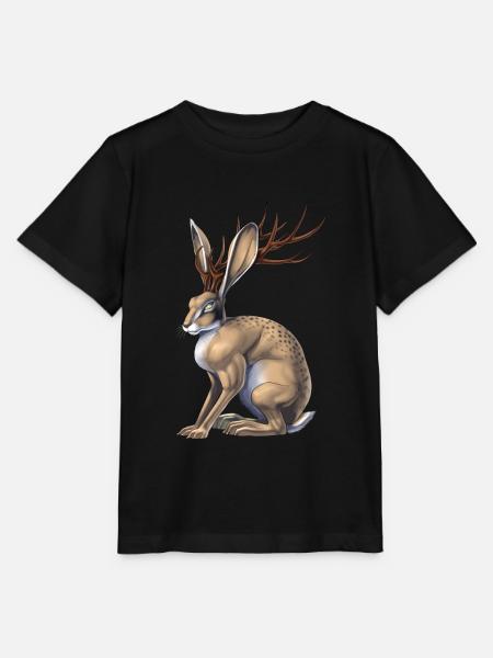 Kryptische Kreatur Jackalope - Stanley/Stella Kinder T-Shirt MINI CREATOR - Schwarz