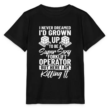 Conducteur de chariot élévateur Élévateur - T-shirt bio MINI CREATOR Stanley/Stella Enfant - noir - Devant - Mikhail (115cm)