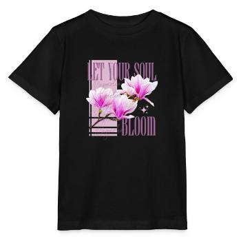 Lass die Seele blühen - Magnolie Magnolien - Stanley/Stella Kinder T-Shirt MINI CREATOR  - Schwarz - Vorne - Mikhail (115cm)