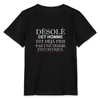 sorry this man is already taken - Stanley/Stella MINI CREATOR Kids’ T-Shirt - black - Front - Mikhail (115cm)