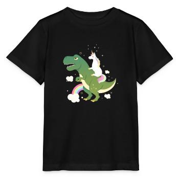 Unicorn Riding On Dinosaur - T-shirt bio MINI CREATOR Stanley/Stella Enfant - noir - Devant - Mikhail (115cm)
