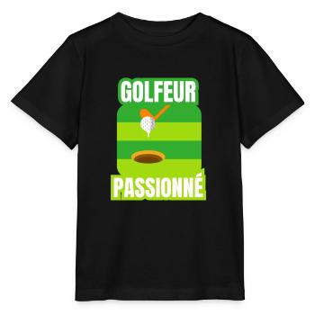 golfeur passionné - T-shirt bio MINI CREATOR Stanley/Stella Enfant - noir - Devant - Mikhail (115cm)