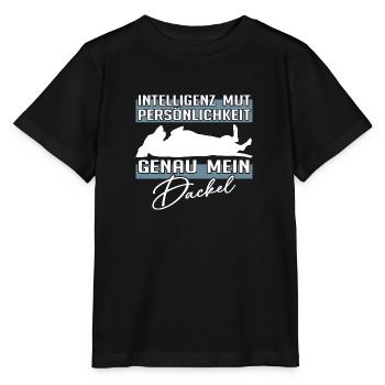 Intelligenz Mut Persönlichkeit - mein Dackel - Stanley/Stella Kinder T-Shirt MINI CREATOR  - Schwarz - Vorne - Mikhail (115cm)