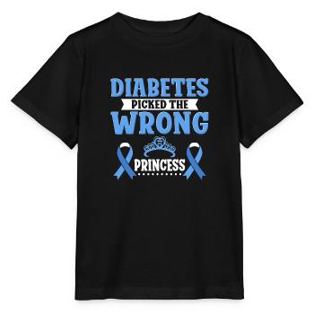 Diabetes Picked the Wrong Princess - Stanley/Stella Kinder T-Shirt MINI CREATOR  - Schwarz - Vorne - Mikhail (115cm)