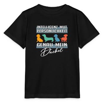 Intelligenz Mut Persönlichkeit - mein Dackel - Stanley/Stella Kinder T-Shirt MINI CREATOR  - Schwarz - Vorne - Mikhail (115cm)