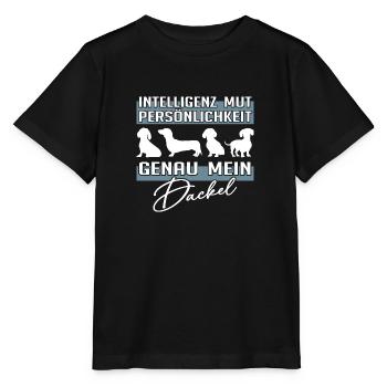 Intelligenz Mut Persönlichkeit - mein Dackel - Stanley/Stella Kinder T-Shirt MINI CREATOR  - Schwarz - Vorne - Mikhail (115cm)