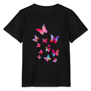 Papillon, butterfly, essaim, voler - T-shirt bio MINI CREATOR Stanley/Stella Enfant - noir - Devant - Mikhail (115cm)