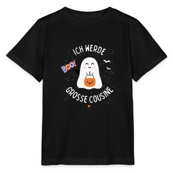 Ich werde große Cousine Halloween Herz Mädchen - Stanley/Stella Kinder T-Shirt MINI CREATOR  - Schwarz - Vorne - Mikhail (115cm)