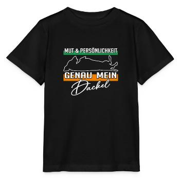 Mut Intelligenz Persönlichkeit - mein Dackel - Stanley/Stella Kinder T-Shirt MINI CREATOR  - Schwarz - Vorne - Mikhail (115cm)