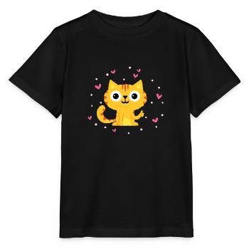 Cat I love cats heart child owner sayings - Stanley/Stella MINI CREATOR Kids’ T-Shirt - black - Front - Mikhail (115cm)