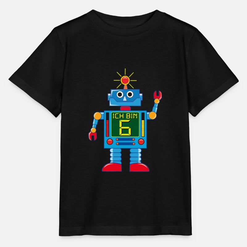 Roboter ich bin 6 - Stanley/Stella Kinder T-Shirt MINI CREATOR  - Schwarz