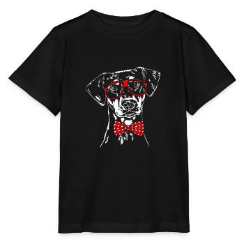 DEUTSCHER PINSCHER Hund Brille Hunde Wilsigns - Stanley/Stella Kinder T-Shirt MINI CREATOR  - Schwarz - Vorne - Mikhail (115cm)