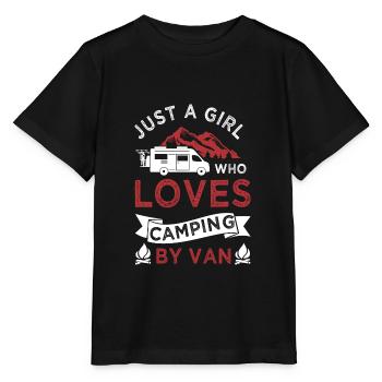 just a girl loves camper camping van - Stanley/Stella MINI CREATOR Kids’ T-Shirt - black - Front - Mikhail (115cm)