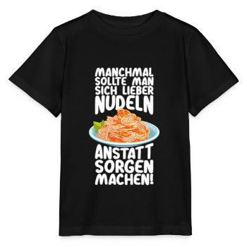 Statt Sorgen Nudeln machen - Stanley/Stella Kinder T-Shirt MINI CREATOR  - Schwarz - Vorne - Mikhail (115cm)