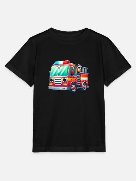 Brandweerwagen speelgoed voor kinderen - Stanley/Stella Kinder-T-shirt MINI CREATOR  - zwart