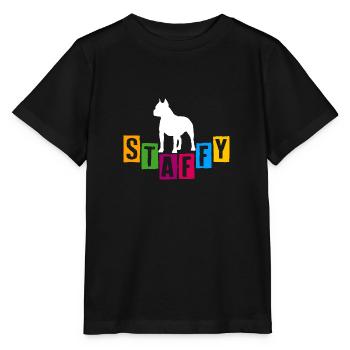 Staffy Staffordshire Terrier lettres colorées - T-shirt bio MINI CREATOR Stanley/Stella Enfant - noir - Devant - Mikhail (115cm)