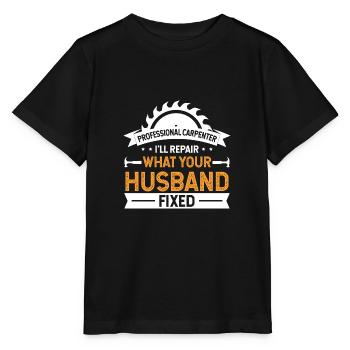 Tischler Hemd Professional Carpenter Geschenk-T-Shirt - Stanley/Stella Kinder T-Shirt MINI CREATOR  - Schwarz - Vorne - Mikhail (115cm)