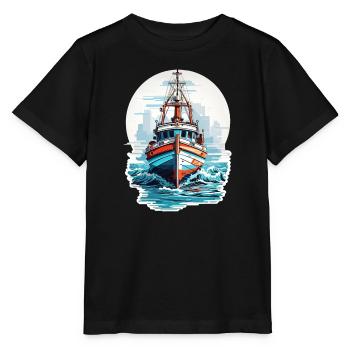 Naviguer au coucher du soleil en un - T-shirt bio MINI CREATOR Stanley/Stella Enfant - noir - Devant - Mikhail (115cm)
