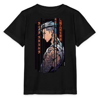Homme tatoué cyber orange - T-shirt bio MINI CREATOR Stanley/Stella Enfant - noir - Devant - Mikhail (115cm)