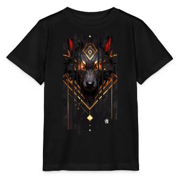 Goldener Wolf Cyborg - Stanley/Stella Kinder T-Shirt MINI CREATOR  - Schwarz - Vorne - Mikhail (115cm)
