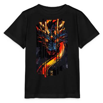 Dragon fantasy rouge - T-shirt bio MINI CREATOR Stanley/Stella Enfant - noir - Devant - Mikhail (115cm)