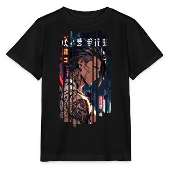 Roter Cyber Tätowierter Mann - Stanley/Stella Kinder T-Shirt MINI CREATOR  - Schwarz - Vorne - Mikhail (115cm)