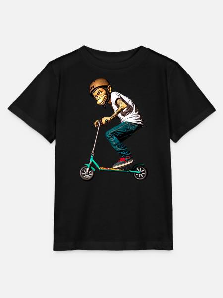 Stunt Scooter Monkey fait des tours - T-shirt bio MINI CREATOR Stanley/Stella Enfant - noir