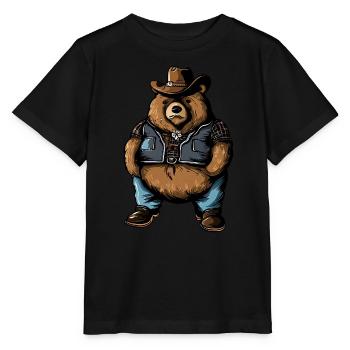 Fetter Cowboy Bär - Stanley/Stella Kinder T-Shirt MINI CREATOR  - Schwarz - Vorne - Mikhail (115cm)