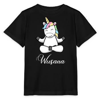 Auszeit Durchatmen Wusaaa Einhorn - Stanley/Stella Kinder T-Shirt MINI CREATOR  - Schwarz - Vorne - Mikhail (115cm)