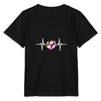 Fußball Mädchen Herzschlag Fußballerin Spielerin - Stanley/Stella Kinder T-Shirt MINI CREATOR  - Schwarz - Vorne - Mikhail (115cm)