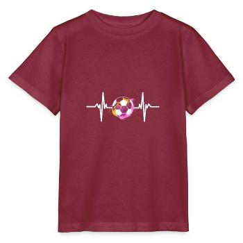 Fußball Mädchen Herzschlag Fußballerin Spielerin - Stanley/Stella Kinder T-Shirt MINI CREATOR  - Burgunderrot - Vorne - Kain (125cm)