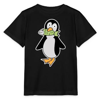 Mignon Pingouin Oiseau Animal Oiseau de Mer Arctique - T-shirt bio MINI CREATOR Stanley/Stella Enfant - noir - Devant - Mikhail (115cm)