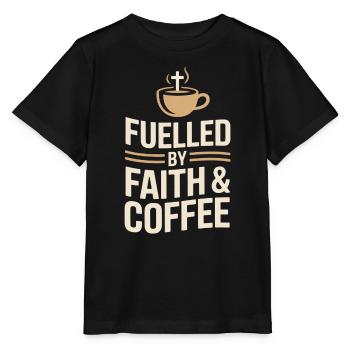 Fuelled By Faith And Coffee Christlicher Spruch - Stanley/Stella Kinder T-Shirt MINI CREATOR  - Schwarz - Vorne - Mikhail (115cm)