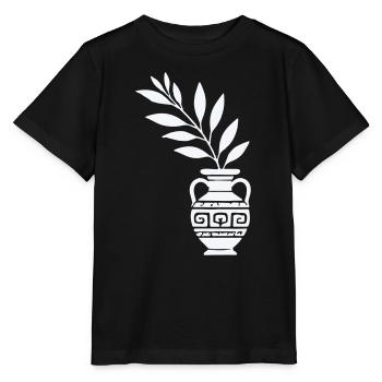 Antike Vase mit Blattzweigen - Stanley/Stella Kinder T-Shirt MINI CREATOR  - Schwarz - Vorne - Mikhail (115cm)