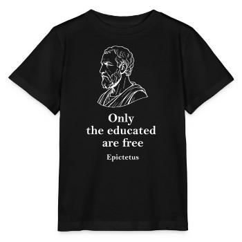 Epictetus quote on education freedom - Stanley/Stella MINI CREATOR Kids’ T-Shirt - black - Front - Mikhail (115cm)