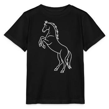 Linienreiter Hengst Silhouette - Stanley/Stella Kinder T-Shirt MINI CREATOR  - Schwarz - Vorne - Mikhail (115cm)