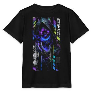 Reaper Neon-Holografieschädel – Halloween - Stanley/Stella Kinder T-Shirt MINI CREATOR  - Schwarz - Vorne - Mikhail (115cm)