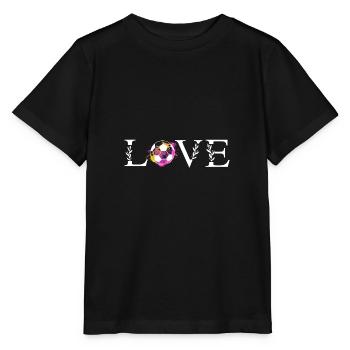 Fußball Mädchen LOVE Herzschlag Fußballerin - Stanley/Stella Kinder T-Shirt MINI CREATOR  - Schwarz - Vorne - Mikhail (115cm)
