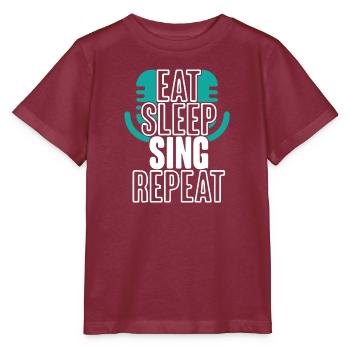 eat sleep music repeat - Stanley/Stella Kinder T-Shirt MINI CREATOR  - Burgunderrot - Vorne - Kain (125cm)